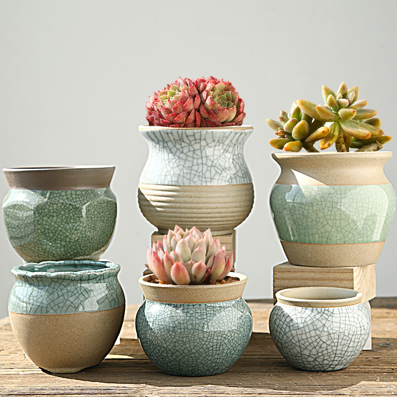 Flowerpot coarse pottery large clearance sale Chinese wind move household green the plants potted package mail big Flowerpot more than other meat