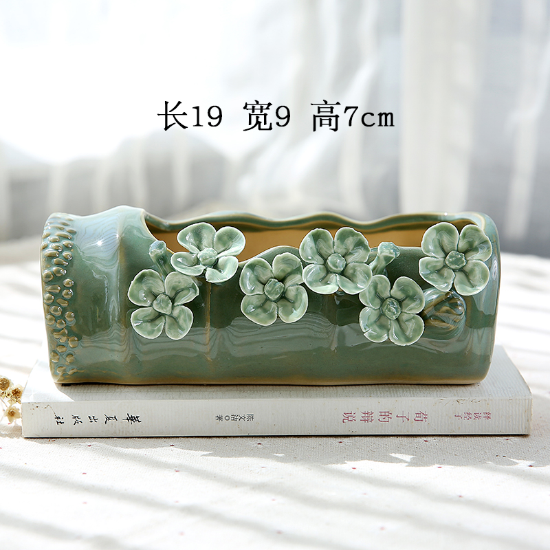 Teng Yang hand - made Korean pinch flower small old running the coarse pottery flowerpot more meat checking ceramic contracted sale clearance flowerpot