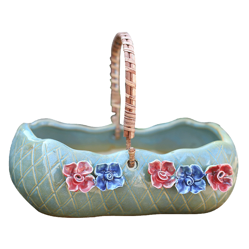 Korean meat more large platter ceramic flower pot creative move are planted the flower POTS of meat and meat basin much