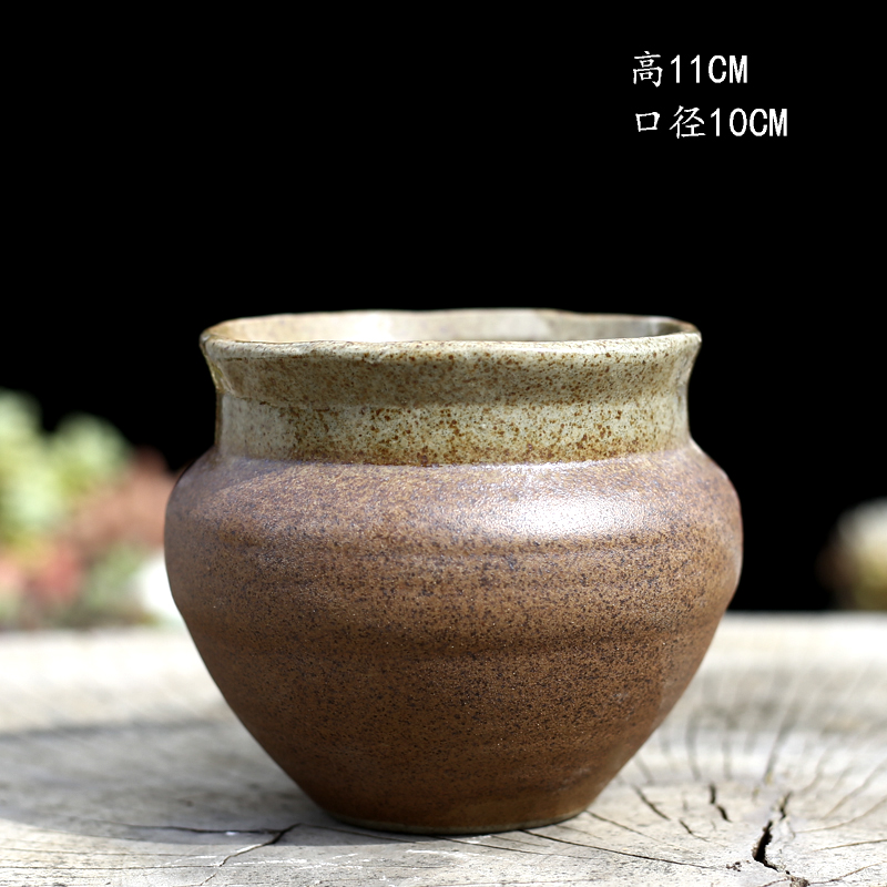 Korean style restoring ancient ways more meat old ceramic flower POTS of large diameter running the coarse pottery breathable basin of creative move more meat wholesale