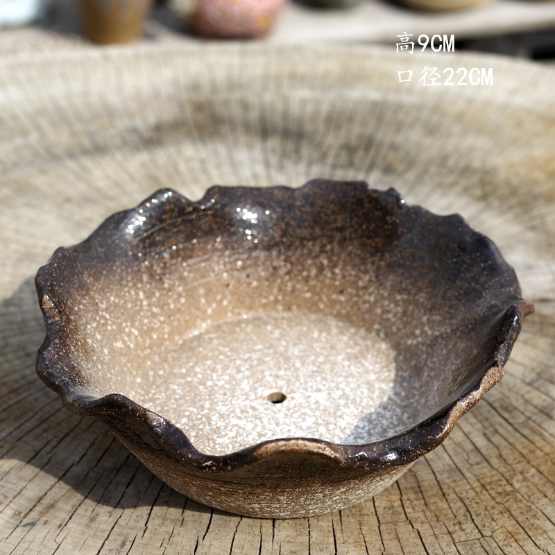 Korean style restoring ancient ways more meat old ceramic flower POTS of large diameter running the coarse pottery breathable basin of creative move more meat wholesale