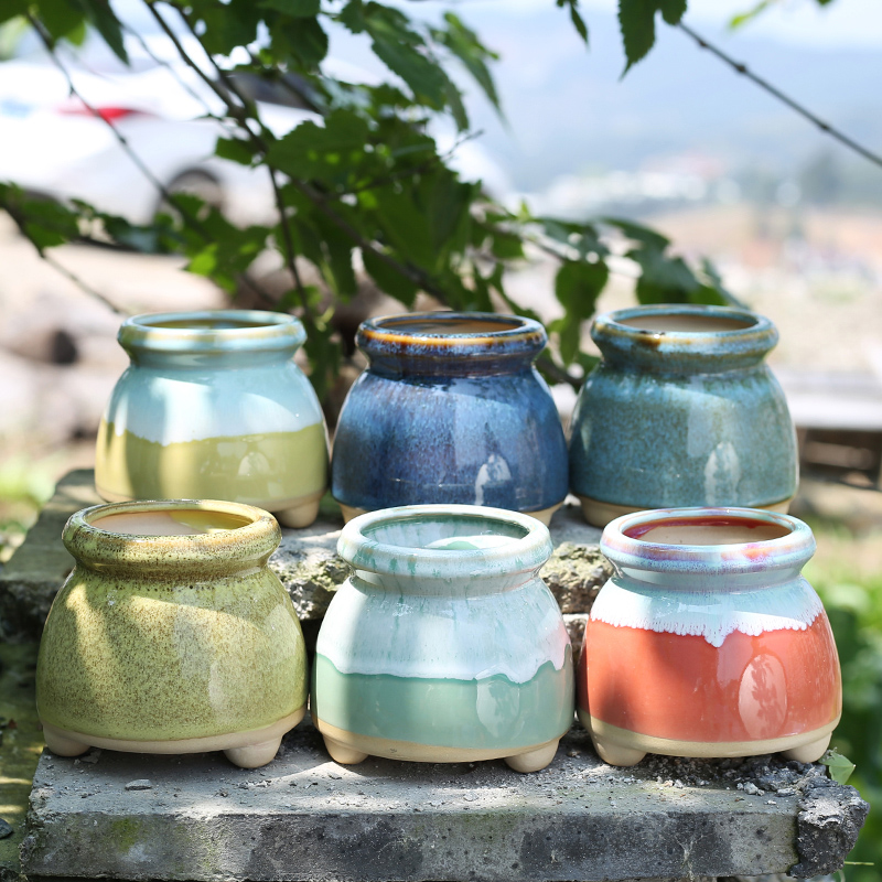 Jingdezhen Korean cream small contracted fleshy flower POTS in the large basin of creative move, fleshy, lovely wholesale