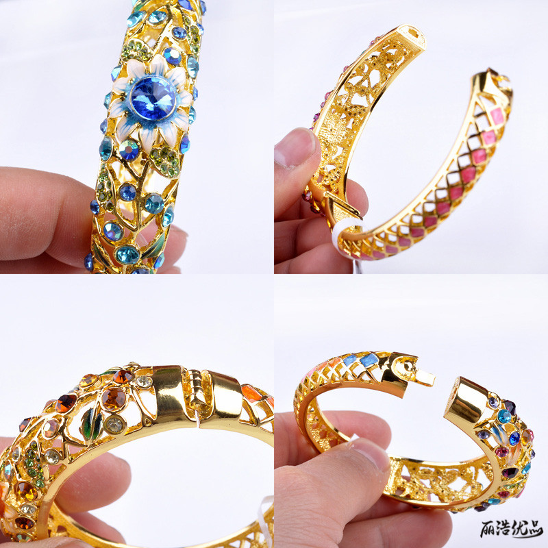 Đích thực Bắc Kinh cloisonne vòng đeo tay nữ phong cách quốc gia mạ vàng bracelet retro trang sức thời trang ngày món quà của mẹ