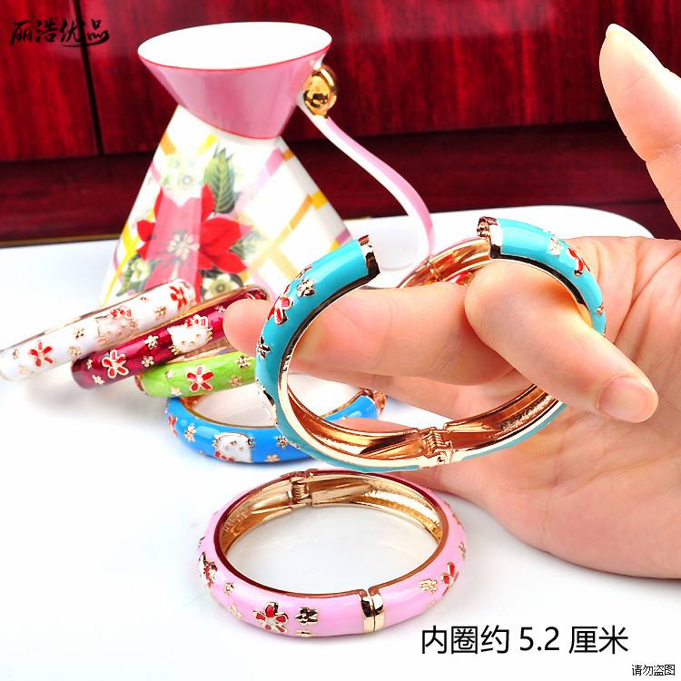 Bắc kinh cloisonne vòng đeo tay trẻ em vòng tay phim hoạt hình bằng kính mạ vàng vòng đeo tay hello kitty vòng đeo tay