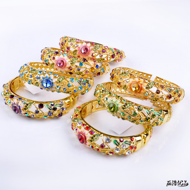 Đích thực Bắc Kinh cloisonne vòng đeo tay nữ phong cách quốc gia mạ vàng bracelet retro trang sức thời trang ngày món quà của mẹ