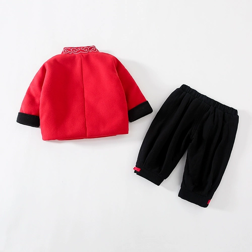 Детский демисезонный пуховик, детская куртка, штаны, ханьфу, комплект, осенний сезон, 1-3 лет, китайский стиль