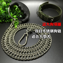 Large dog with stainless steel dog chain walking dog metal iron chain gold Maud pasture traction rope double steel wire dog chain