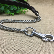 Cow leather handle stainless steel dog chain Hide Mastiff golden Maud Shepherd Large Raptors Dogs Short Traction Rope P Chains