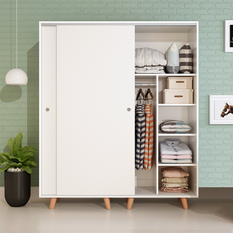 Wardrobe sliding door economical solid wood panel furniture custom bedroom cabinet simple modern simple storage wardrobe