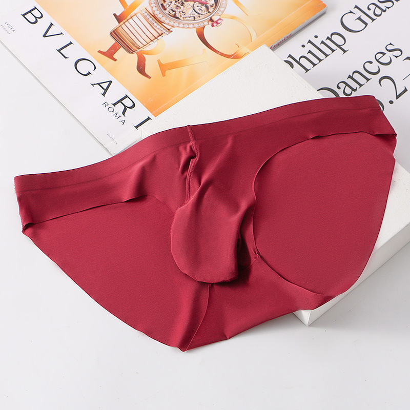 Men's Ice Silk Briefs, Summer Ultra-Thin, Breathable, Seamless, U-Convex Pouch, Low-Waist, Sexy, Quick-Drying Shorts