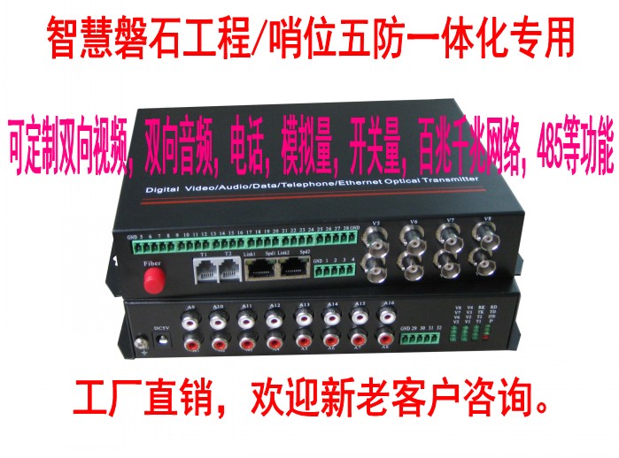 Gigabit Network Multi-service optical transceiver Two-way video Ethernet switch+audio data phone