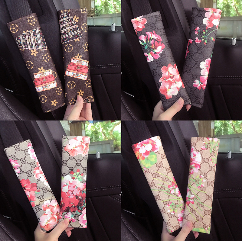 South Korea Cute Lady Seatbelt Set Flowers Old Flowers Crus Fashion All Season Leather Anti Slip Cartoon Car Shoulder