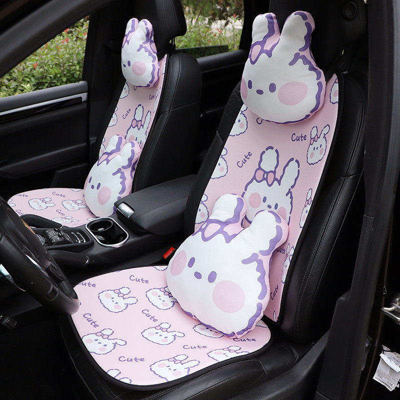 Bear Rabbit Car Cushion Cute Ice Silk Summer Car Cool Cushion Breathable Anti-Slip On-board Single Seat Cushion Woman