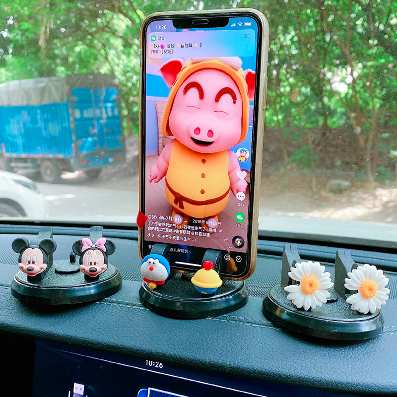 Cartoon-based mobile phone bracket cute cartoon multi-function car paste car navigation support frame general purpose