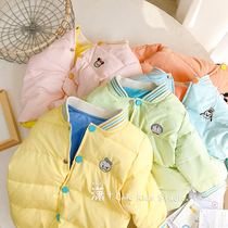 Childrens down liner 2020 autumn and winter new solid color long sleeve light down jacket baby white duck down jacket spring and autumn