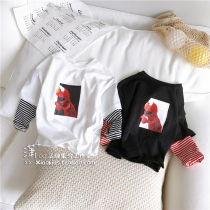 Childrens T-shirt boys 2020 spring and summer vacation two-piece striped long-sleeved T-shirt round neck sweater summer thin bottoming shirt tide