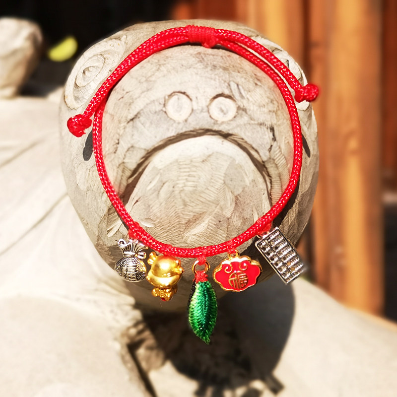 Youzhou Miao Embroidery Ox New Year Embroidery Red Lucky Bracelet blessing hand string