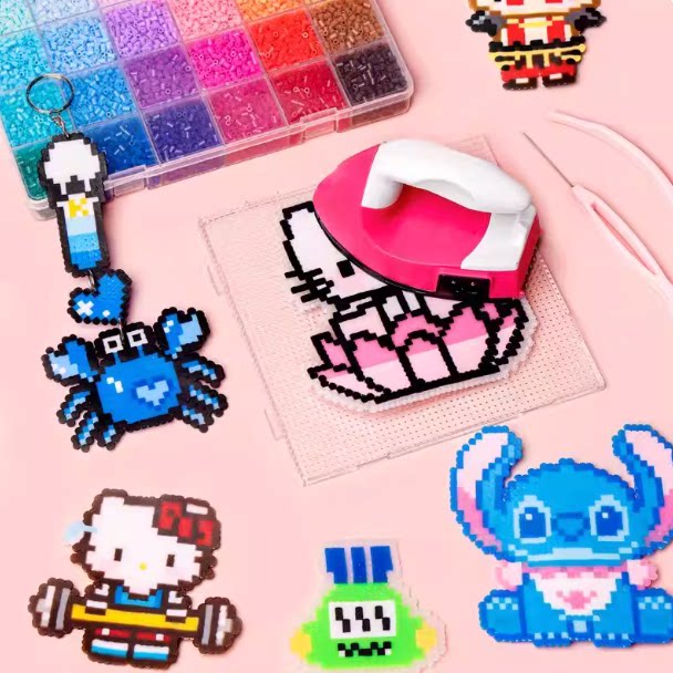 拼豆豆手工diy材料包套装熨斗融合豆立体男女孩儿童益智拼图玩具