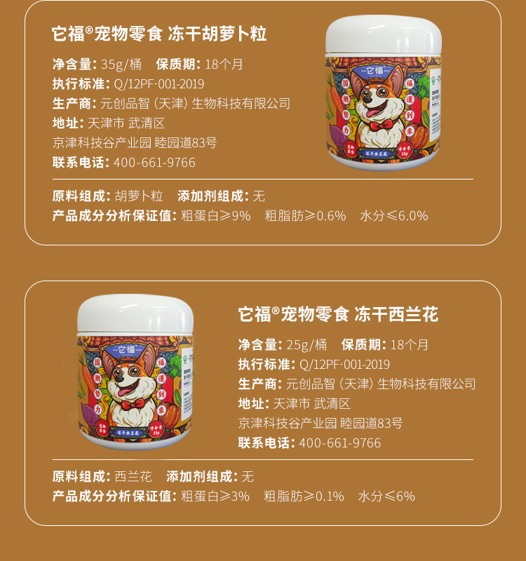 Собака закуски 大胖商店 它福冻干狗零食祇有果蔬蔬菜水果西兰花胡萝卜南瓜拌粮 Собака закуски 大胖商店 它福冻干狗零食祇有果蔬蔬菜水果西兰花胡萝卜南瓜拌粮