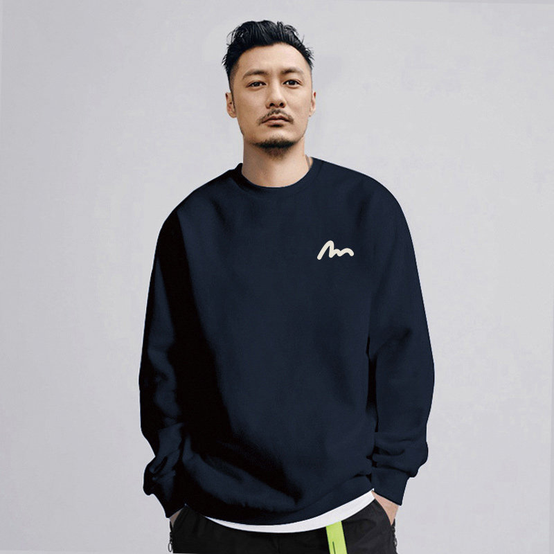 Sweatshirt men's round collar autumn winter style Chauded blouses 2023 Tibetan blue loose winter plus velvet thickened American coat-Taobao