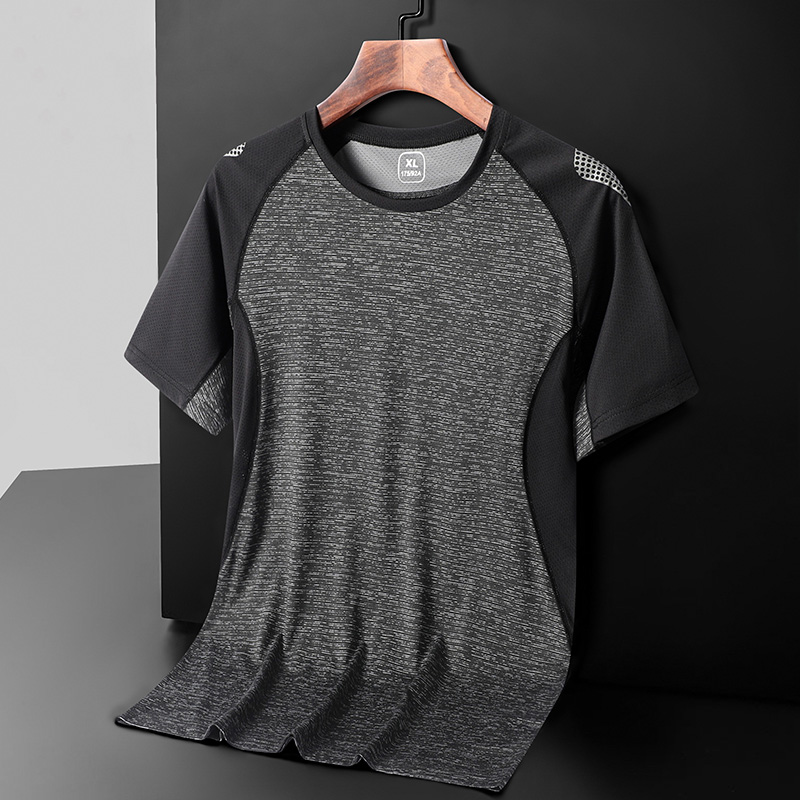 New short sleeve T-shirt male suction sweat thin running female speed dry sports half sleeve fitness breathable spell summer blouse