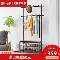 Nordic shoe stool hanging hanger integrated door solid wood shoe rack in the door can sit on shoes stool shoe cabinet home trial stool