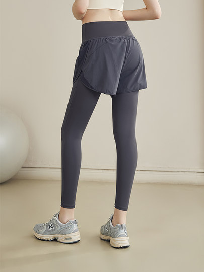 Daddect Two-In-One Yoga Pants for Women, High-Waisted, Butt-Lifting, Running Training, Quick-Dry, Tight-Fitting, Fitness Leggings, Long Pants