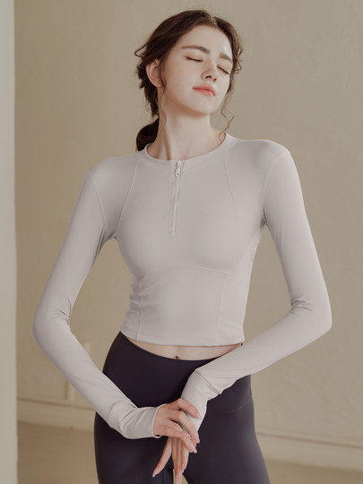 High-End Yoga Tops for Women, Spring Long-Sleeved Sports Fitness Clothes, Slim-Fitting Pilates Training Clothes, New Style