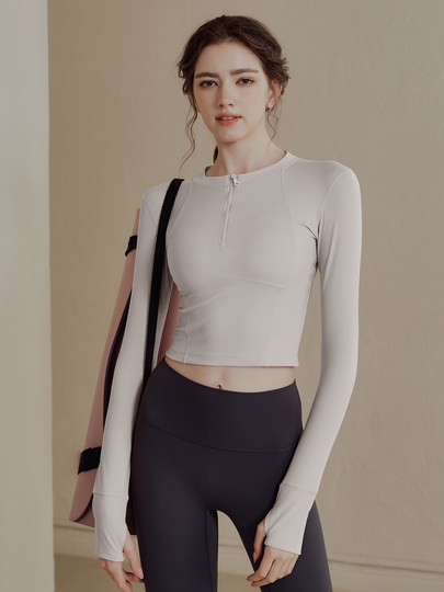 High-End Yoga Tops for Women, Spring Long-Sleeved Sports Fitness Clothes, Slim-Fitting Pilates Training Clothes, New Style