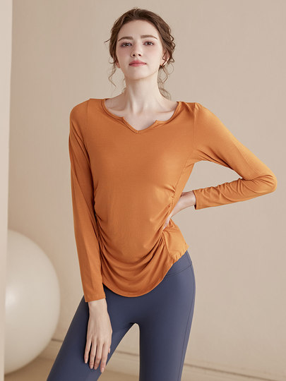 Daddect Quick-Drying Loose Sports Top Women's Yoga Wear Long-Sleeved T-Shirt Breathable Slimming Running Fitness Wear Spring & Fall