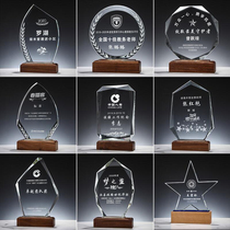 Crystal Trophy Customized Medal Champion Annual Meeting Licensee Wooden Creative Transparent Excellent Staff Team