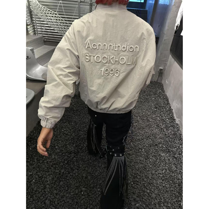 Top Version! Acnn Stndion 1996 Embroidered Logo Zip-Up Jacket, Unisex Windbreaker Top Version! Acnn Stndion 1996 Embroidered Logo Zip-Up Jacket, Unisex Windbreaker