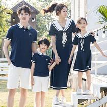 Parent-child dress summer 2021 new family of three four family mother and child mother women women foreign polo dress