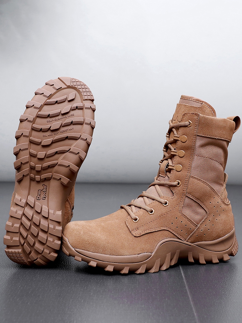 New Junrock Brown Anti-Stick Zip Boots Men and Women High-gang Tactical Outdoor Mountain Desert Boots