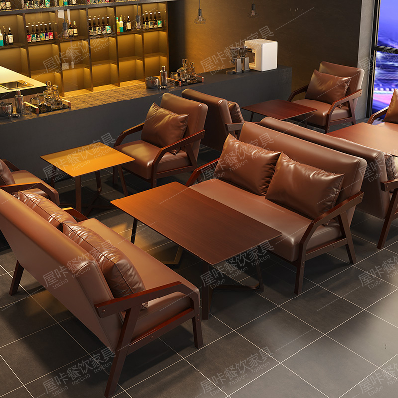 Cafe Bar Clear Bar Table and Chair Combination Commercial Western Restaurant Bistro Milk Tea Shop Sofa Leisure Catering Booth