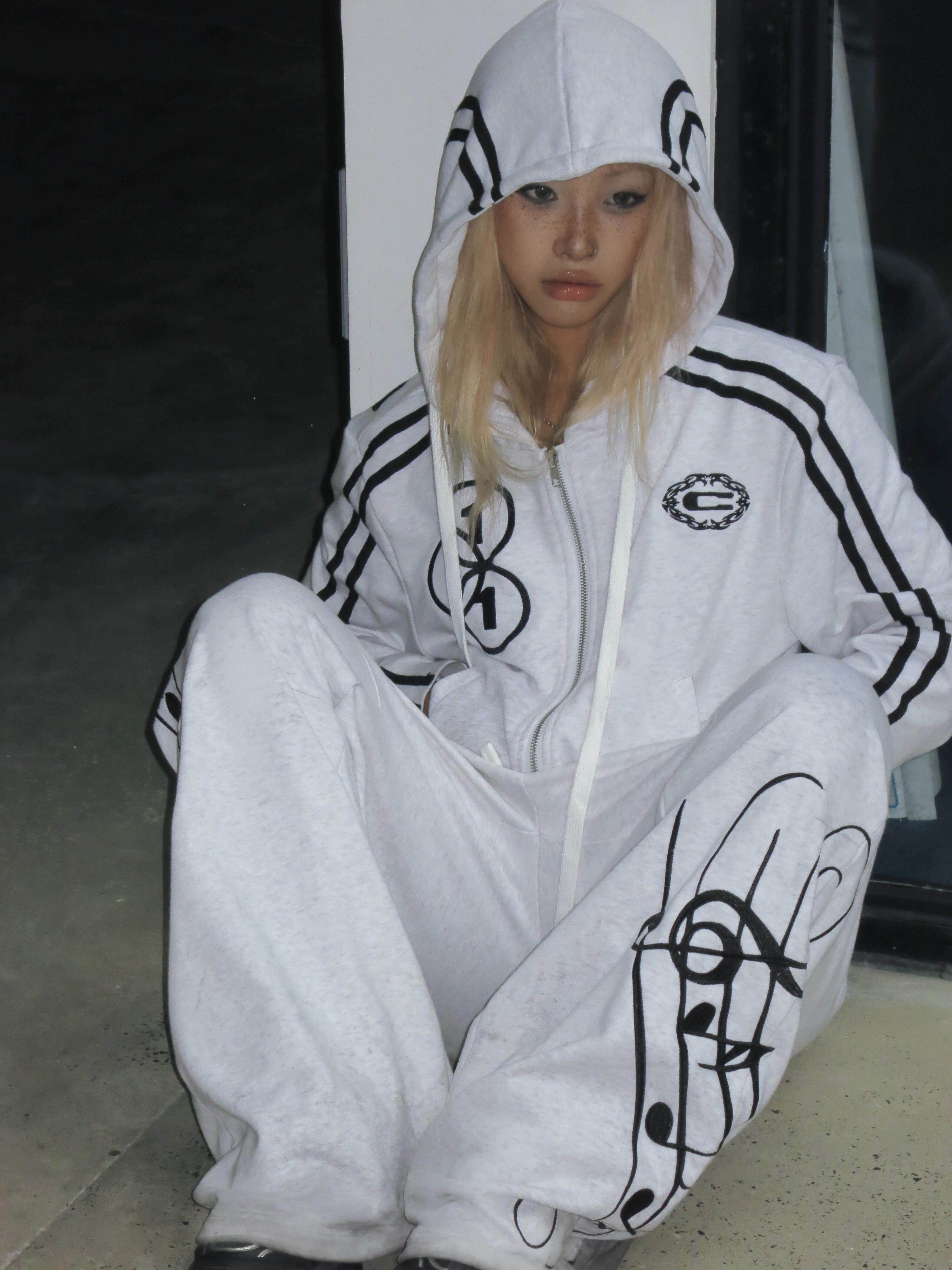 Chai (disassembled) 24aw sports music score embroidered sweatpants 