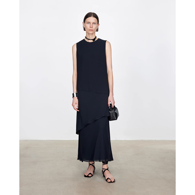 2026 Summer Round-Neck High-End Ripple Water Wave Dress, Cool and Easy to Care for Fabric, Vacation Vibe Sleeveless Dress