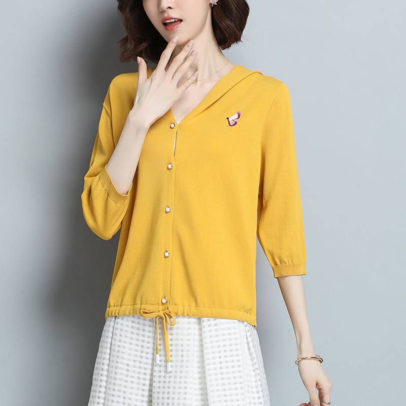 Nhỏ đội mũ trùm đầu sun-kissed không khí mùa hè ngắn phụ nữ cardigan với áo băng váy khăn choàng mỏng dệt kim