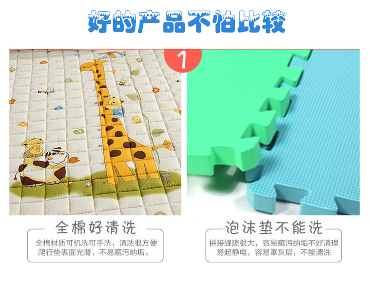 100% trẻ em bông mùa hè bông bò mat thảm không trơn trượt rửa có thể gập lại máy phòng ngủ thảm mat leo - Thảm sàn tấm xốp lót sàn
