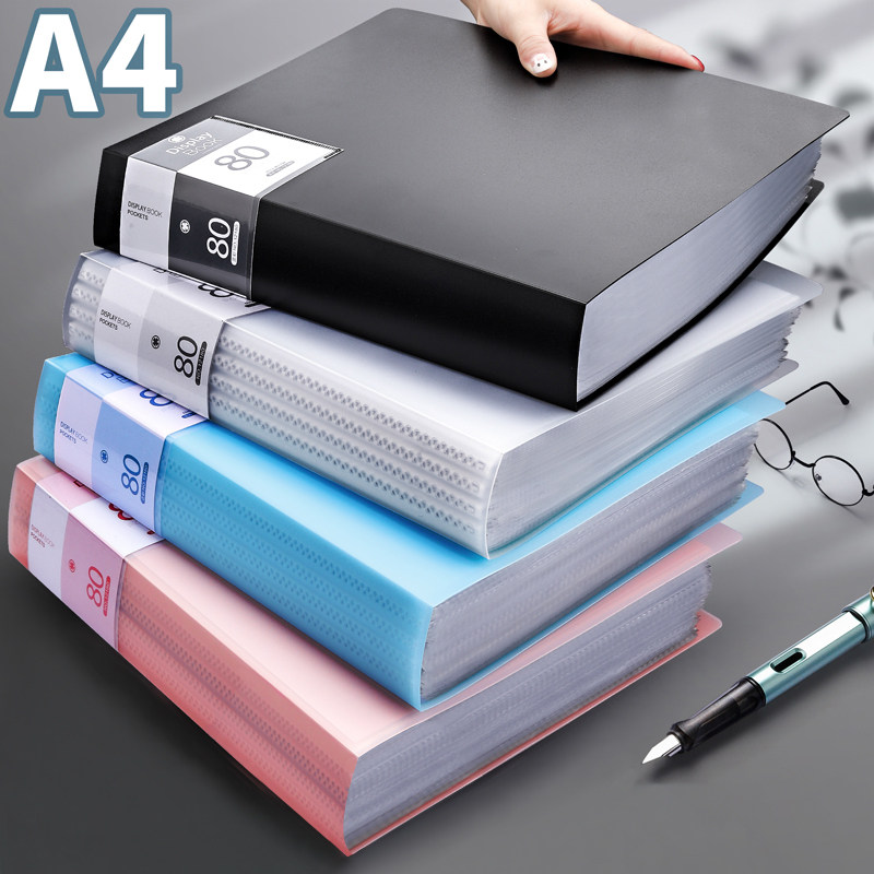 a4 folder transparent insert exam paper storage bag 100 60 pages of information book archive clip multi-function junior high school volume sorting artifact multi-layer document book learning office supplies loose-leaf music score clip