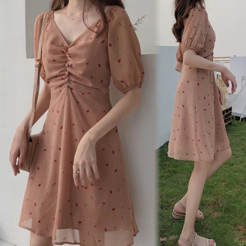 Summer dress 2022 The new micro-fat mm French style crummy gentle breeze with a large size and a large breasted dress