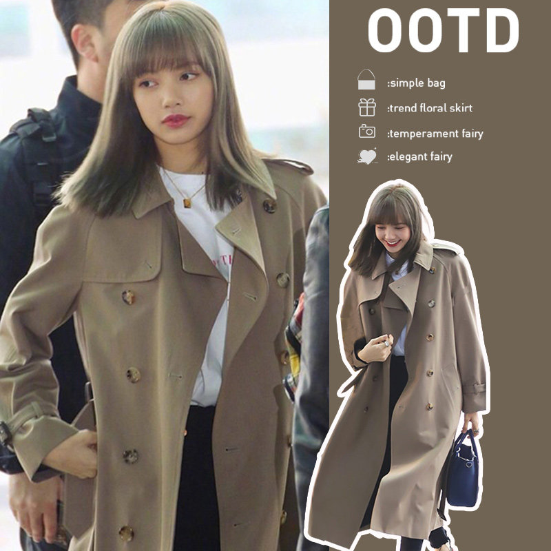 chic windcoat jacket woman 2022 new little sub design sensation medium long version early spring autumn coat anti-season clear cabin