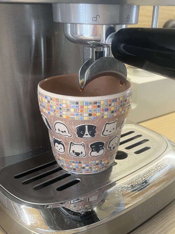 Vintage Ceramic Coffee Cup with Engraved Latte Art, Hand-Painted Underglaze Color, Cute Puppy Cup