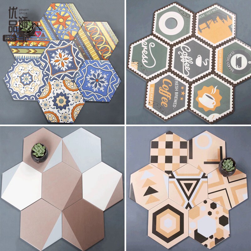 Nordic style hexagonal tiles 200x230 kitchen floor tiles bathroom wall tiles balcony floor tiles personality retro