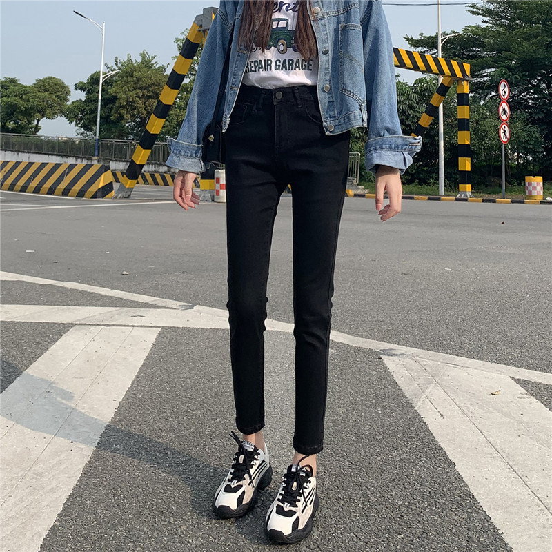 Tobacco Grey High Waist Jeans Women Pants SLIM FIT HIGH KOREAN VERSION TIGHT SLIM FIT SLIM FIT PANTS AUTUMN WINTER 2019 NEW TIDE