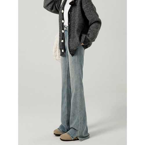 Светлые осенние джинсы, штаны, приталенные штаны-клёш, 2025 года, высокая талия