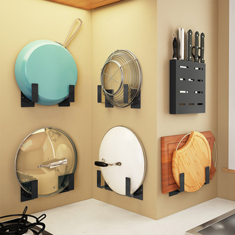 Kitchen lid rack wall-mounted cookware containing layer frame free of punch home stainless steel cheeseboard frame black chopping frame