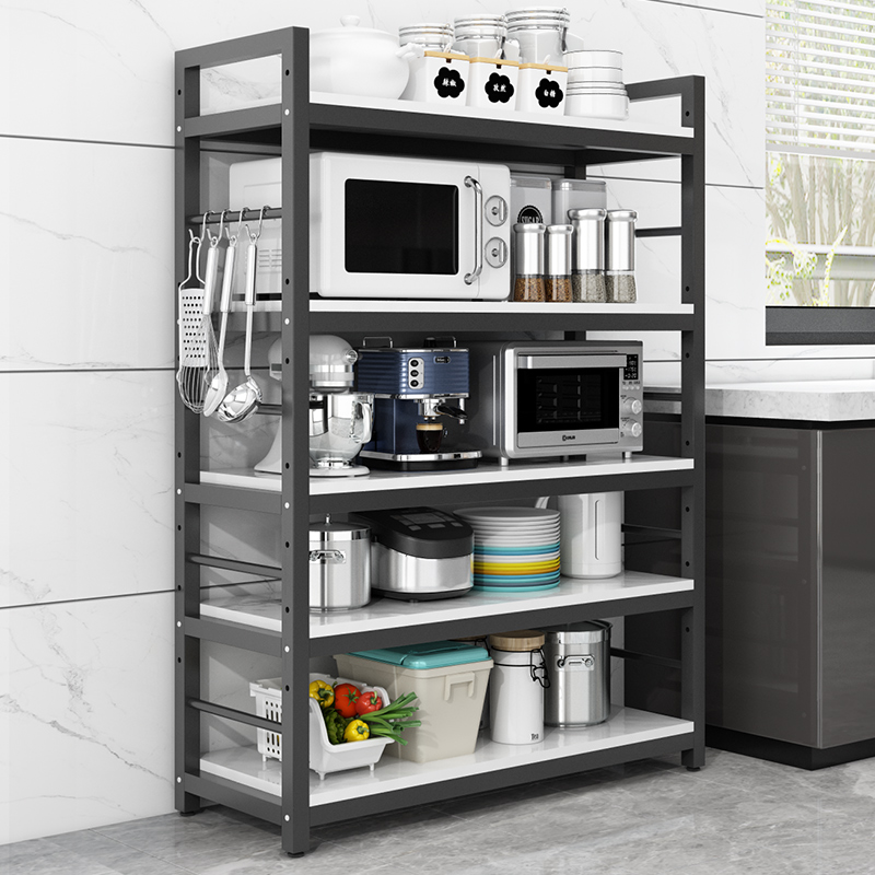 Ratchen kitchen shelf landing multi-layer microwave oven electrical rice noodle pot with pulley kitchen shelf for the whole cabinet large capacity shelf