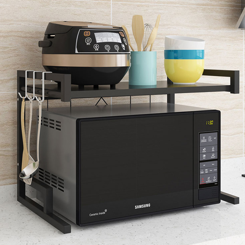 Telescopic microwave oven kitchen rack floor-to-ceiling household rice cooker oven shelf kitchen countertop double-layer storage rack