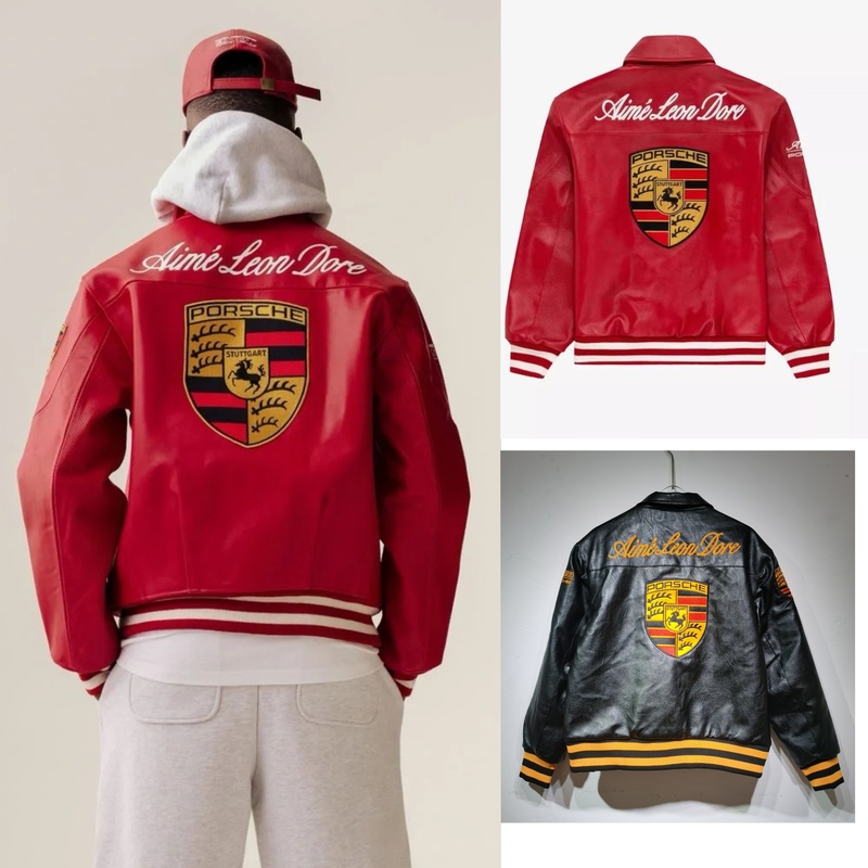 Porsche James Car Culture Collaboration Racing Jacket Leather Coat for Men and Women, American Style Couple's Top
